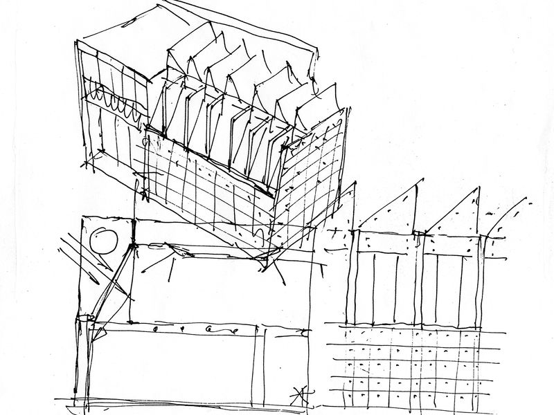 Entwurfsskizze für Kornwestheim von Josef Paul Kleihues.
